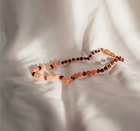 Amber Aventurine and Coral Necklace