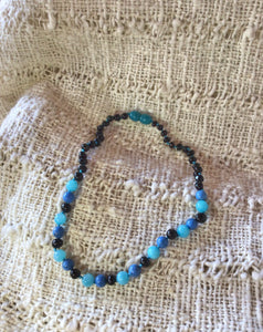 Turquoise, Blue Jade and Amber Necklace