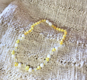 White Shell, Crystal and Amber Necklace
